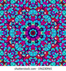 Geometric Color Abstract Retro Pattern. Stained-glass Window