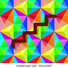 Geometric color abstraction pattern with stairs background. Vector illustration.