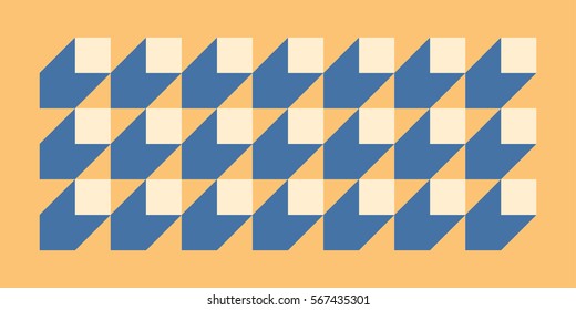 Geometric color background, flat style wallpaper, cubes with shadow, retro abstraction, vector design 