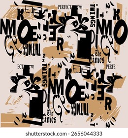 geometric  color brush line and font alphabetic  pattern background