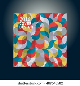 Geometric color cover in a modern flat style with space for a title and logo. Vector illustration. Brochure layout of the template cover design square booklet, magazine, leaflet. Seamless pattern.