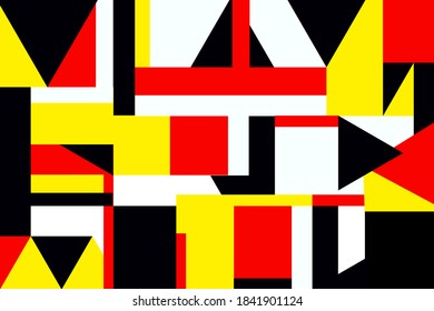 Diseño vectorial de cobertura de color geométrico. Formas de figuras geométricas coloridas. Diseño web minimalista de moda rojo, amarillo, negro y blanco. Estilo escandinavo simple patrón colorido para publicidad