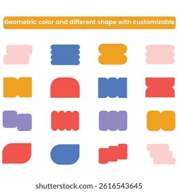 Geometric color and different shape sticker collection, modern and minimalist style shape. customizable vector