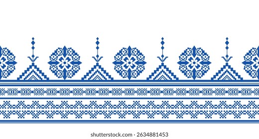 Geometrische Farbe florale Muster Hintergrund. Stickerei Stil. wiederholte Form und Rahmen. botanischer und natürlicher Stil. Blumendesign.