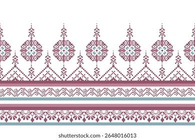 Fondo de patrón floral de color geométrico. estilo de bordado. forma y borde repetidos. estilo botánico y natural. diseño de flores.