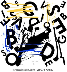 Geometric color font writing brush leopard line and zigzag line Word art design pattern background abstract texture 