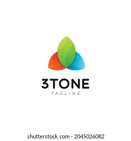 Plantilla de diseño de logotipos de formas geométricas de hojas de color