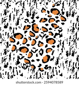 geometric color  leopard brush line pattern background and texture art design