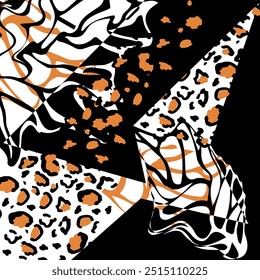 Cor geométrica laranja leopardo padrão de linha de fundo abstrato textura arte impressão design 
