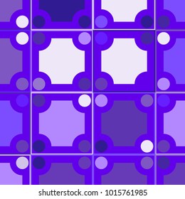 Geometric Color Ornament. Purple Squares and Circles. Abstract Purple Background for Tile, Fabric, Packaging Paper, Tablecloth, Banner, Textile. Abstract Geometric Pattern in Classic Style. Mosaic.