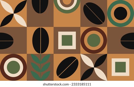 Geometric color pattern coffee design. Abstract pattern of geometric shapes in coffee tones. Vector drawing, for printing on a mug, banner, poster, flyer, design elements.