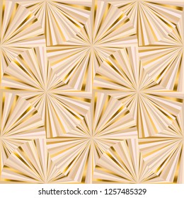 Geometric color seamless pattern. Abstract sparkle, lines texture. Squama style, art deco background with beige and golden lines. Decorative luxury textile, wallpaper, wrapping paper vector fill