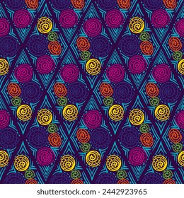 Geometric color seamless pattern. Recurring background