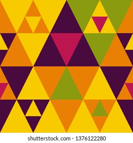 Geometric color triangles seamless pattern vector. Triangles, rombus