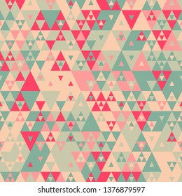 Geometric color triangles seamless pattern vector. Triangles, rombus retro vintage colors