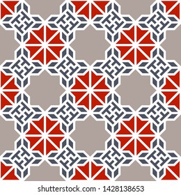 Geometric color vector pattern. Seamless geometric repeating texture for fabric design, cloth, textile.