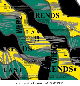 Geometric color zigzag brush line pattern writing font background abstract texture art print design style