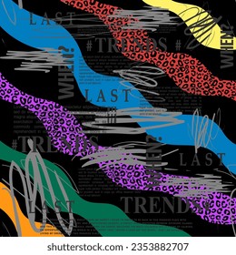color geométrico línea zigzag línea leopard escritura patrón textura de fondo diseño abstracto