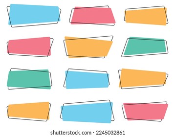Banderas de color geométrico en ilustración vectorial de estilo plano aisladas en blanco