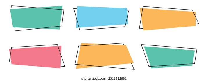 Geometric colored banners in flat style vector illustration isolated on white