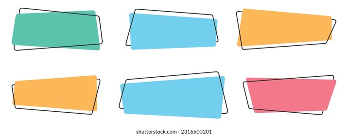 Geometric colored banners in flat style vector illustration isolated on white