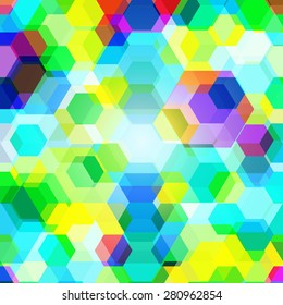 Geometric colored hexagon pattern. Concept vector background.
