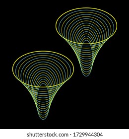 geometric colored line abstract two tunnels on black background