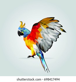 Geometric colored parrot. Polygonal and triangle bird