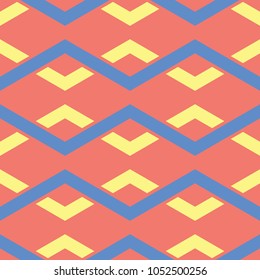 Geometric colored seamless background. Bright elements on orange background for wallpapers, textile and fabrics