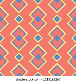 Geometric colored seamless background. Bright elements on orange background for wallpapers, textile and fabrics