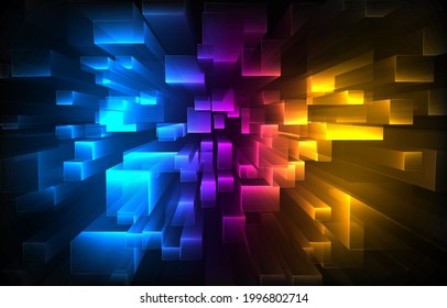 Geometric colorful 3d squares background