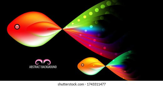 Geometric colorful abstract background graphics template with two lovely fishes