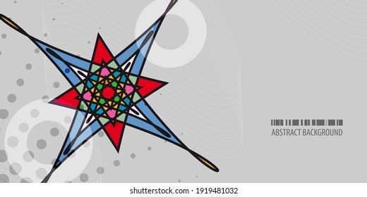 Geometric colorful abstract background vector template with stylized ornamental star