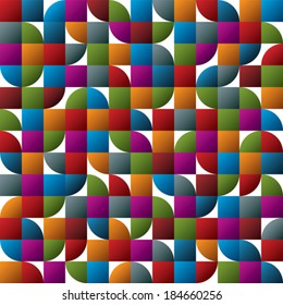 Geometric colorful abstract seamless pattern, vector glossy mosaic background.