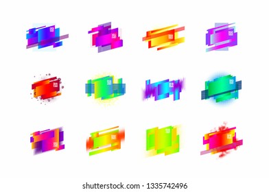 geometric colorful abstract shapes badges background. for banner web, app, poster. Trendy minimal modern design isolated on white background. Abstract geometric shapes, lines and patterns composition.