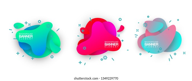 geometric colorful abstract shapes set badges background for banner web, app, poster. Trendy minimal modern design isolated white background. Abstract geometric shapes, lines patterns composition set.