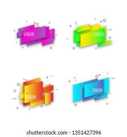 geometric colorful abstract shapes set badges background for banner web, app, poster. Trendy minimal modern design isolated white background. Abstract geometric shapes, lines patterns composition set.