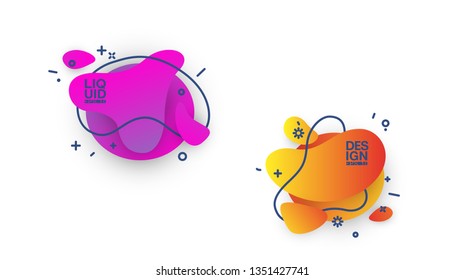 geometric colorful abstract shapes set badges background for banner web, app, poster. Trendy minimal modern design isolated white background. Abstract geometric shapes, lines patterns composition set.