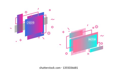 geometric colorful abstract shapes set badges background for banner web, app, poster. Trendy minimal modern design isolated white background. Abstract geometric shapes, lines patterns composition set.