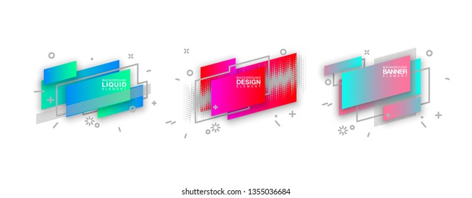 geometric colorful abstract shapes set badges background for banner web, app, poster. Trendy minimal modern design isolated white background. Abstract geometric shapes, lines patterns composition set.