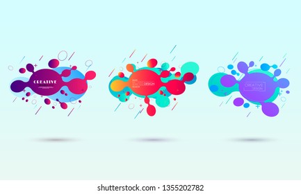geometric colorful abstract shapes set. Trendy minimal modern design isolated white background.