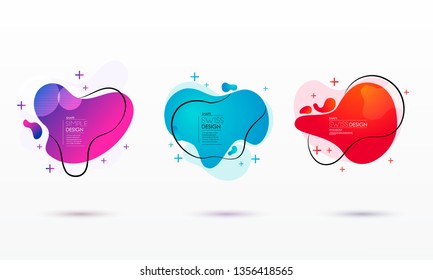 geometric colorful abstract shapes set. Trendy minimal modern design isolated white background.