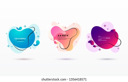 geometric colorful abstract shapes set. Trendy minimal modern design isolated white background.