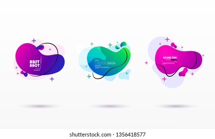 geometric colorful abstract shapes set. Trendy minimal modern design isolated white background.