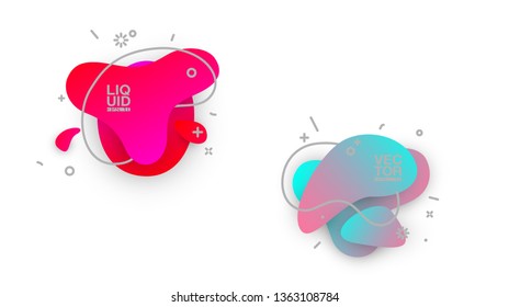 geometric colorful abstract shapes set badges background for banner web, app, poster. Trendy minimal modern design isolated white background. Abstract geometric shapes, lines patterns composition set.