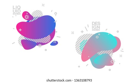 geometric colorful abstract shapes set badges background for banner web, app, poster. Trendy minimal modern design isolated white background. Abstract geometric shapes, lines patterns composition set.