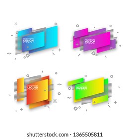 geometric colorful abstract shapes set badges background for banner web, app, poster. Trendy minimal modern design isolated white background. Abstract geometric shapes, lines patterns composition set.
