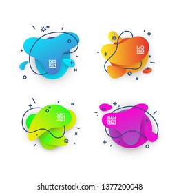 geometric colorful abstract shapes set badges background for banner web, app, poster. Trendy minimal modern design isolated white background. Abstract geometric shapes, lines patterns composition set.