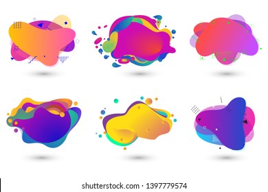Geometric colorful abstract shapes set. Trendy minimal modern design isolated white background. Abstract liquid shape. Fluid design. Modern vector illustration