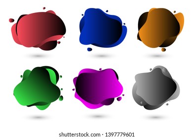 Geometric colorful abstract shapes set. Trendy minimal modern design isolated white background. Abstract liquid shape. Fluid design. Modern vector illustration